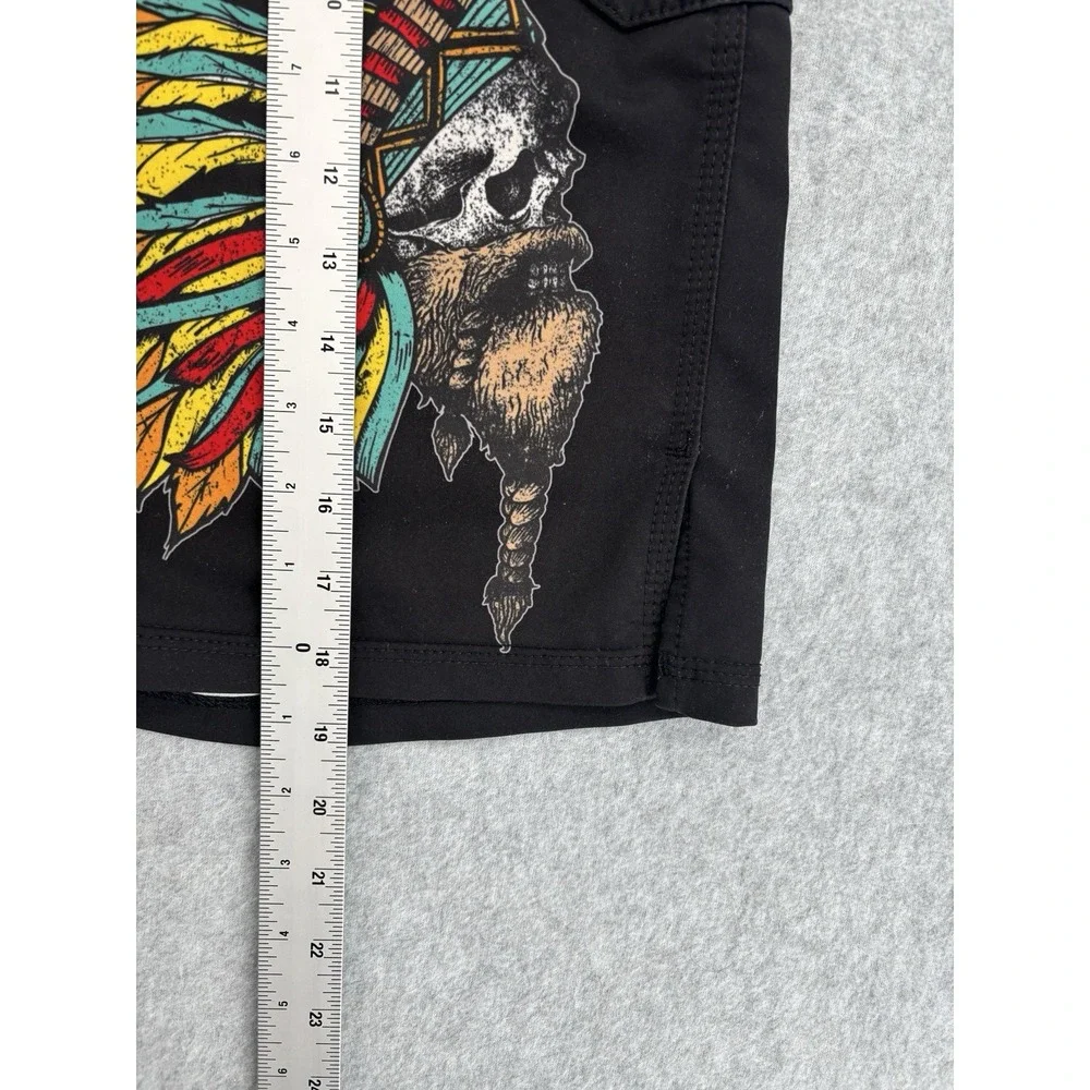 Rogue American Board Shorts Mens Black Skull Headdress Made USA 32 Waist
